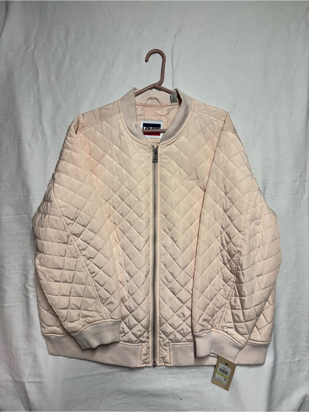 Levi's Quilted Bomber Jacket in Pale Pink
